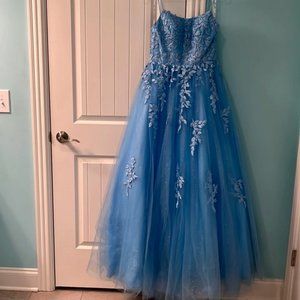 Glitter Blue Prom Dress